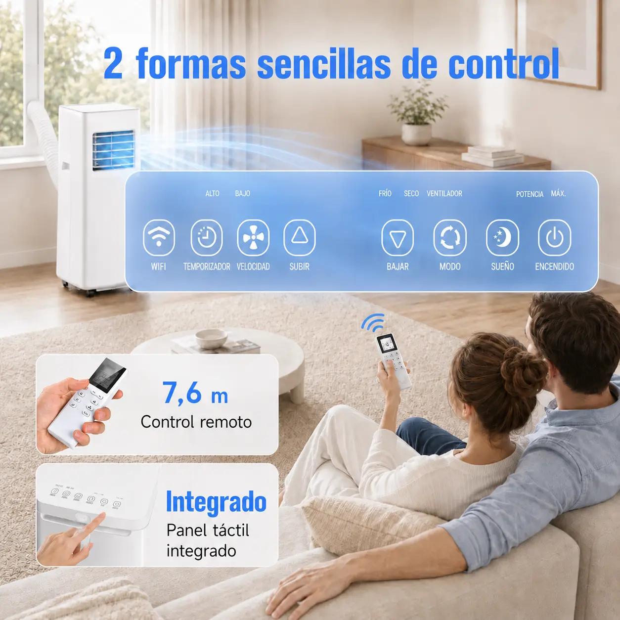 Aire acondicionado portátil con ruedas giratorias de 360° — imagen 4